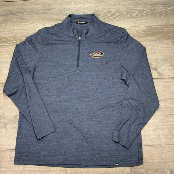 NASCAR Shirt X Travis Mathew XXL Blue Quarter Zip Pullover Long Sleeve NBC